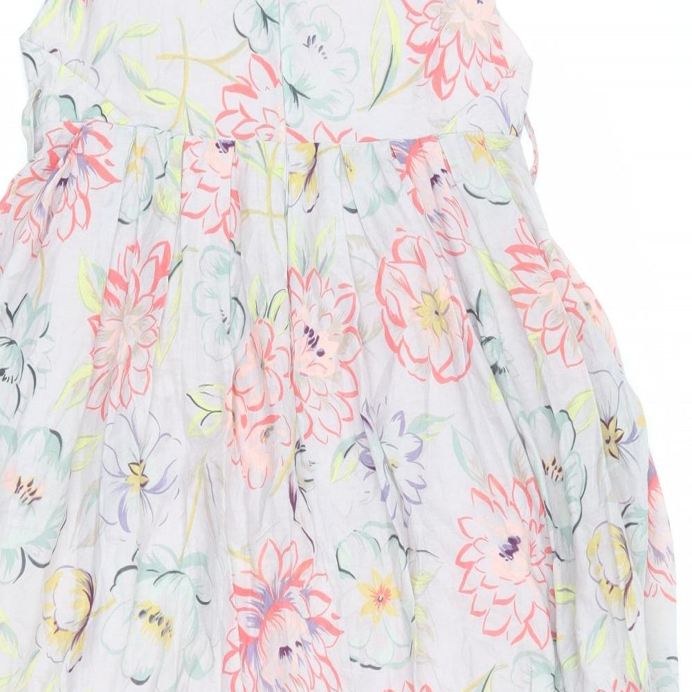 KEW Womens Grey Floral Cotton A-Line Size 12 Round Neck Zip