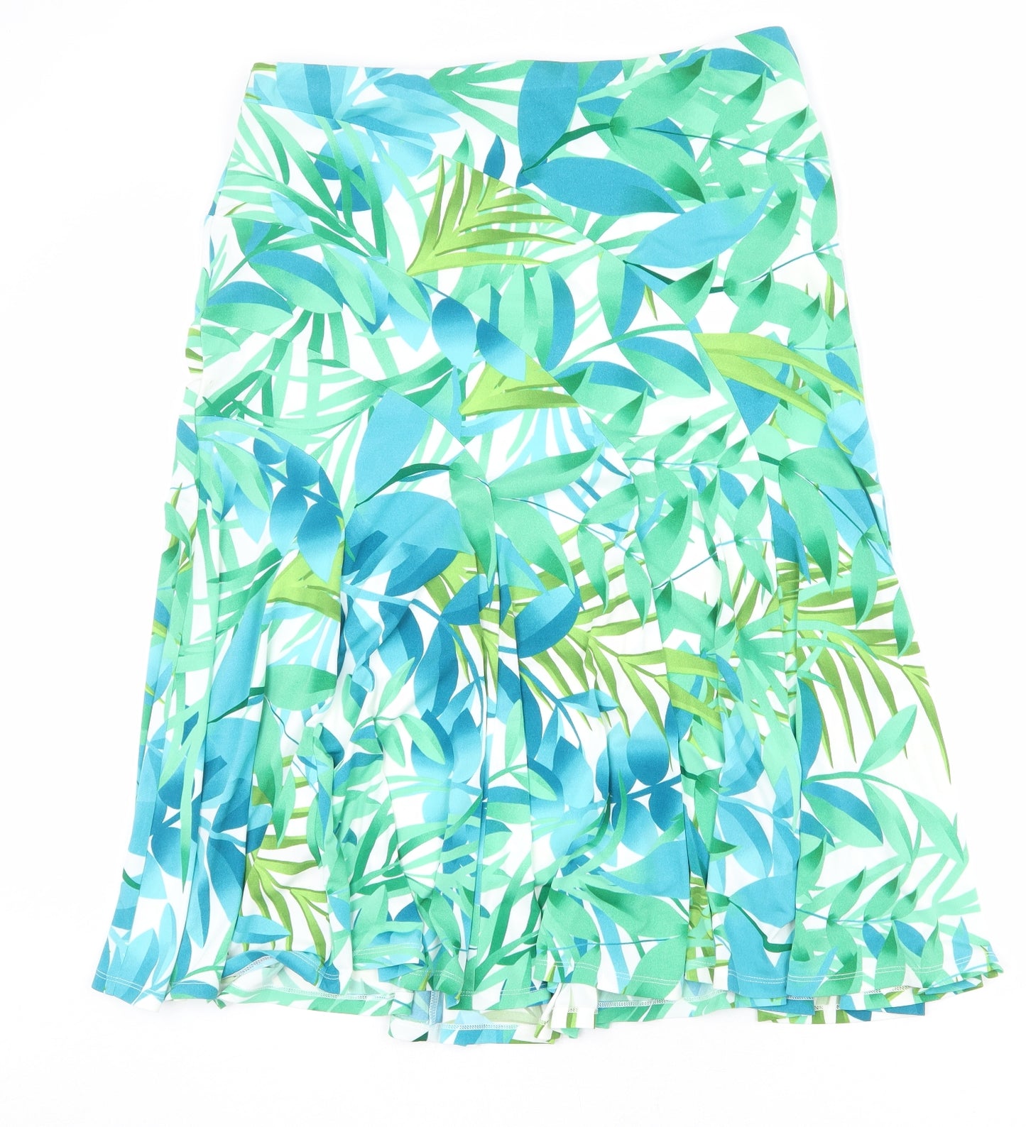CC Womens Multicoloured Geometric Polyester Swing Skirt Size L - Leaf pattern