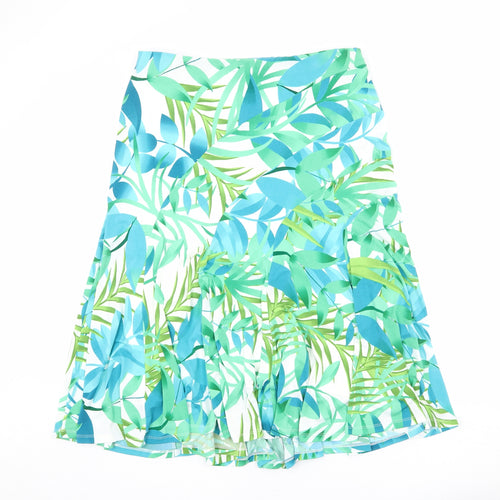 CC Womens Multicoloured Geometric Polyester Swing Skirt Size L - Leaf pattern