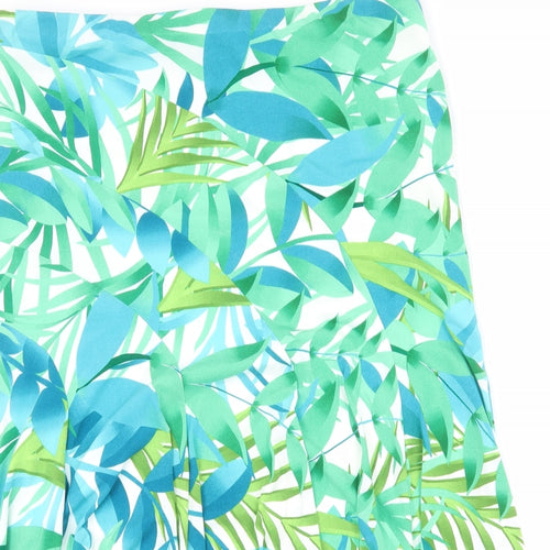 CC Womens Multicoloured Geometric Polyester Swing Skirt Size L - Leaf pattern