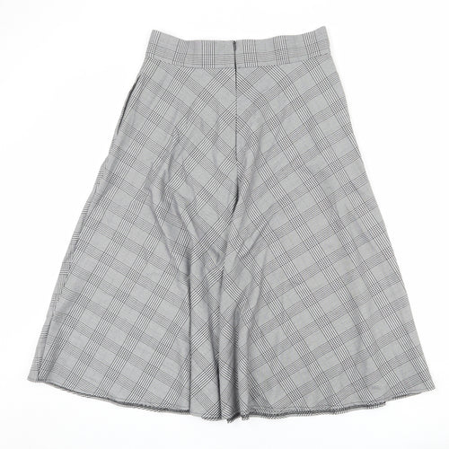 Marks and Spencer Womens Grey Plaid Polyester Swing Skirt Size 12 Zip