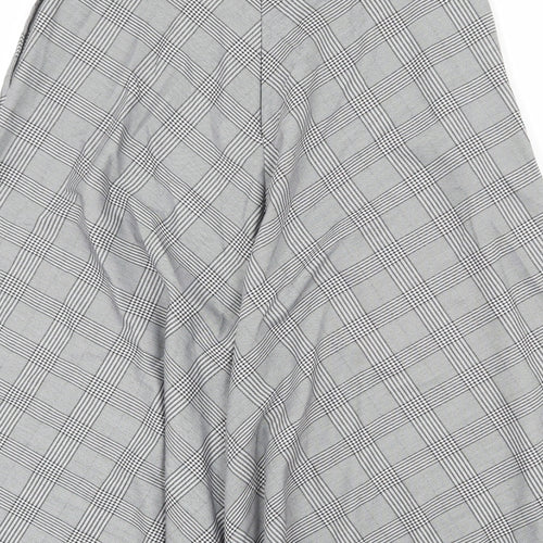 Marks and Spencer Womens Grey Plaid Polyester Swing Skirt Size 12 Zip