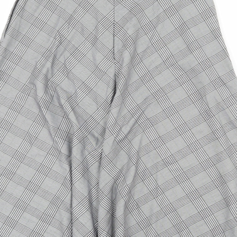 Marks and Spencer Womens Grey Plaid Polyester Swing Skirt Size 12 Zip
