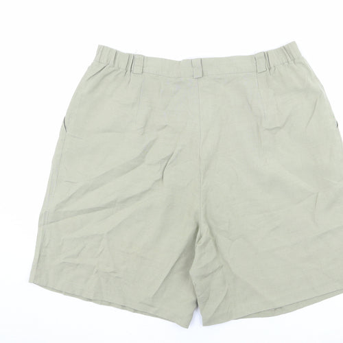 BHS Womens Green Viscose Chino Shorts Size 18 L6 in Regular Zip