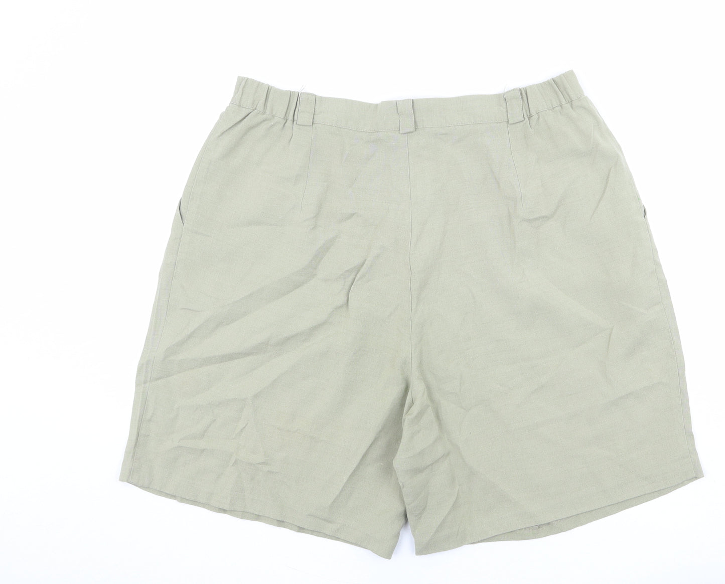 BHS Womens Green Viscose Chino Shorts Size 18 L6 in Regular Zip