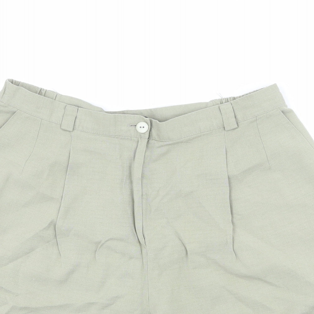 BHS Womens Green Viscose Chino Shorts Size 18 L6 in Regular Zip