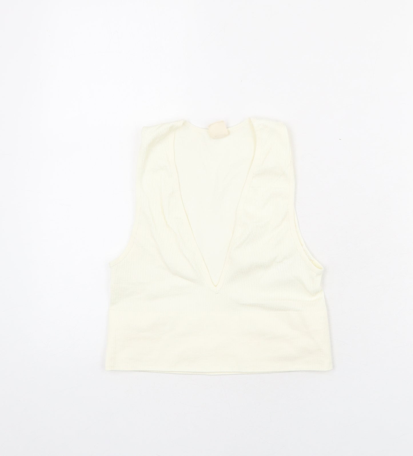 Urban Outfitters Womens Ivory Polyamide Cropped Tank Size L V-Neck