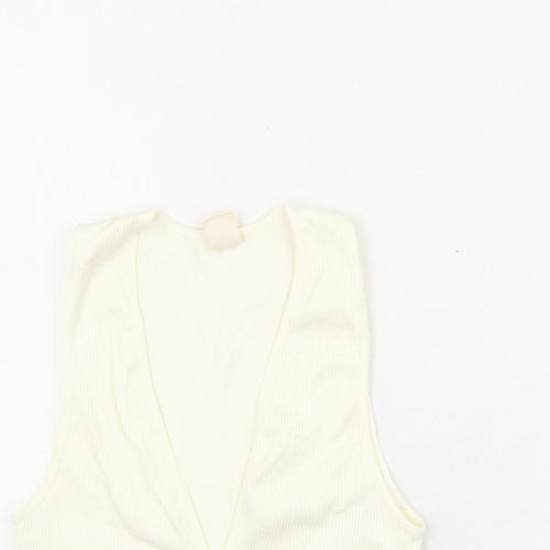 Urban Outfitters Womens Ivory Polyamide Cropped Tank Size L V-Neck