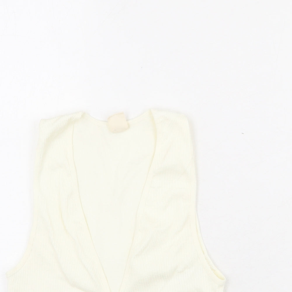 Urban Outfitters Womens Ivory Polyamide Cropped Tank Size L V-Neck