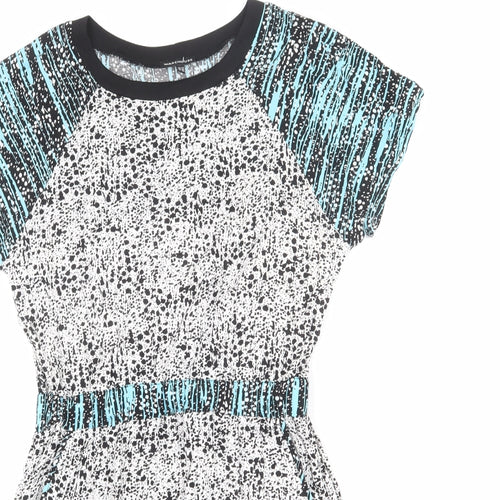 Warehouse Womens Multicoloured Geometric Viscose Shift Size 10 Round Neck Pullover