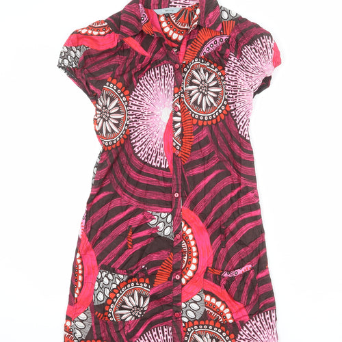 Red Herring Womens Multicoloured Geometric Polyester Shirt Dress Size 8 Collared Button