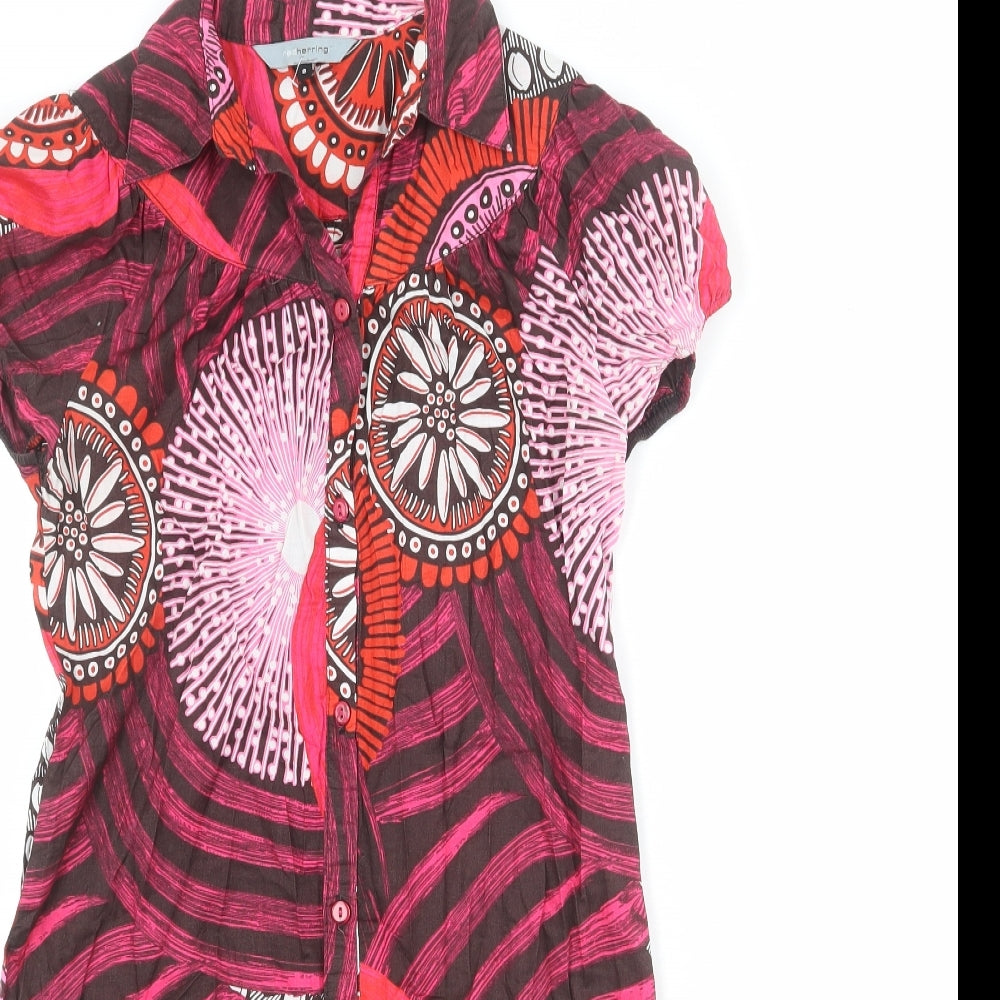 Red Herring Womens Multicoloured Geometric Polyester Shirt Dress Size 8 Collared Button