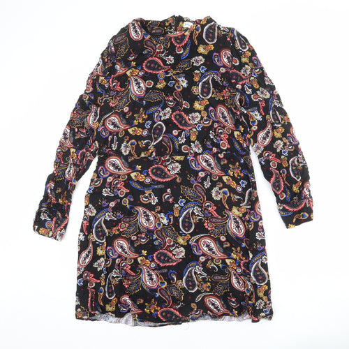 Warehouse Womens Multicoloured Paisley Viscose A-Line Size 18 Round Neck Zip