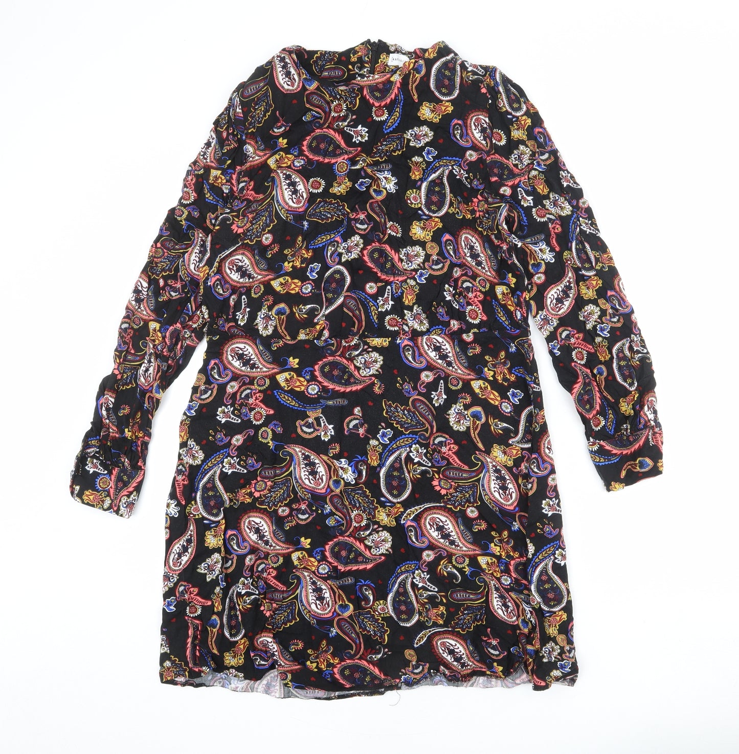 Warehouse Womens Multicoloured Paisley Viscose A-Line Size 18 Round Neck Zip