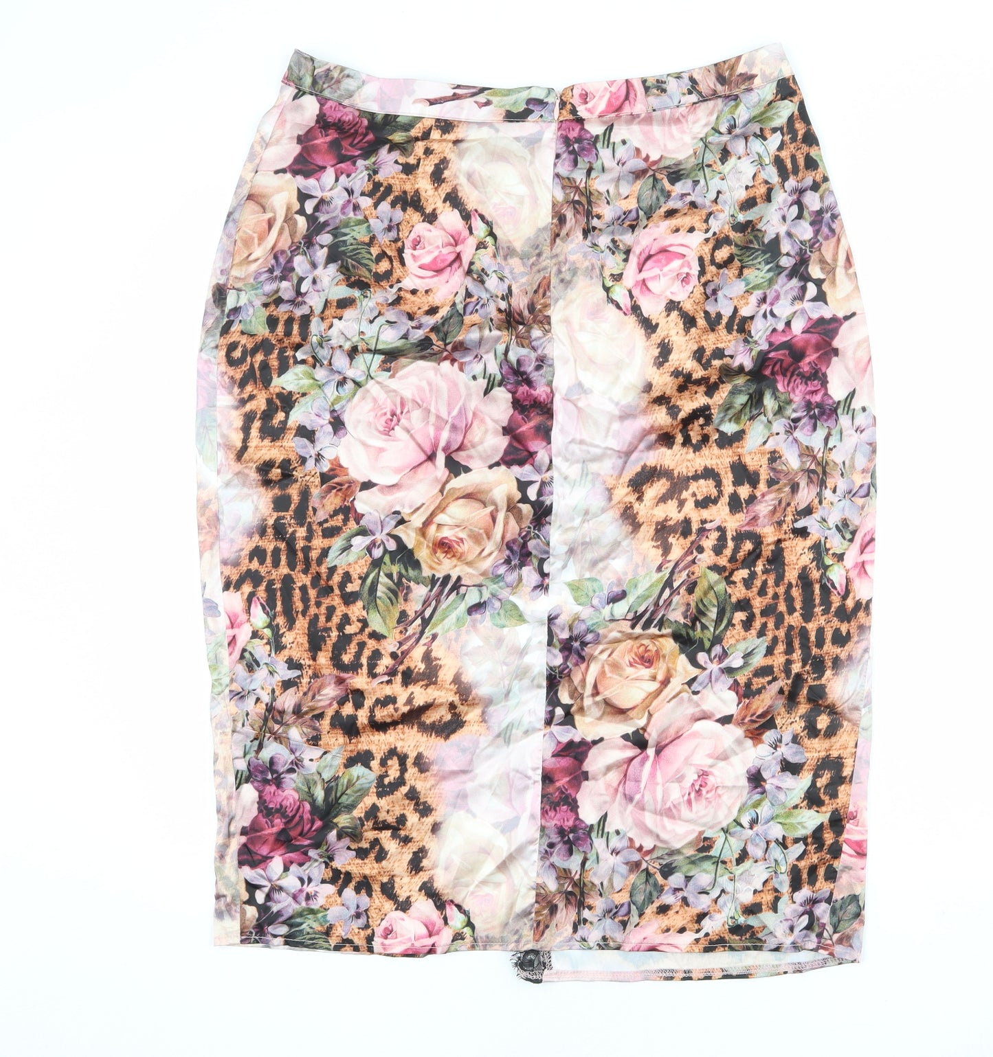 Missguided Womens Multicoloured Floral Polyester Straight & Pencil Skirt Size 16 Zip