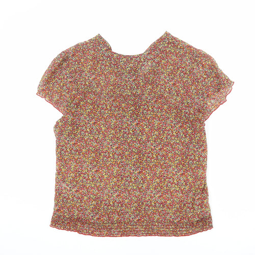 Red Herring Womens Multicoloured Floral Polyester Basic T-Shirt Size 16 V-Neck