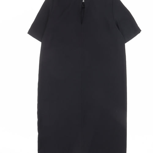 Marks and Spencer Womens Black Polyester Shift Size 10 Round Neck Button