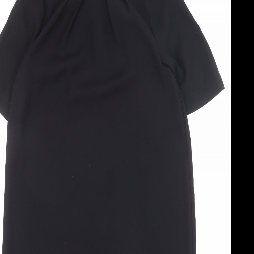 Marks and Spencer Womens Black Polyester Shift Size 10 Round Neck Button