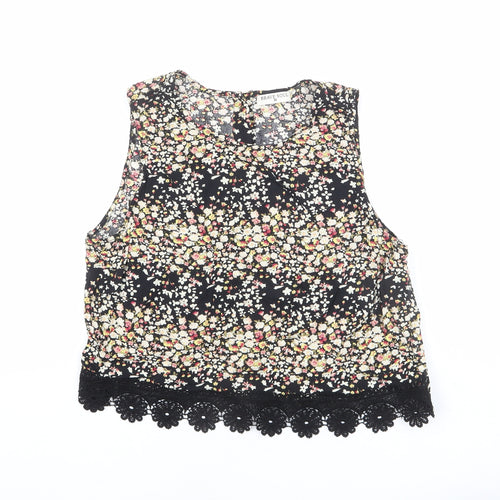 Brave Soul Womens Multicoloured Floral Viscose Basic Tank Size M Round Neck