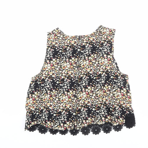 Brave Soul Womens Multicoloured Floral Viscose Basic Tank Size M Round Neck
