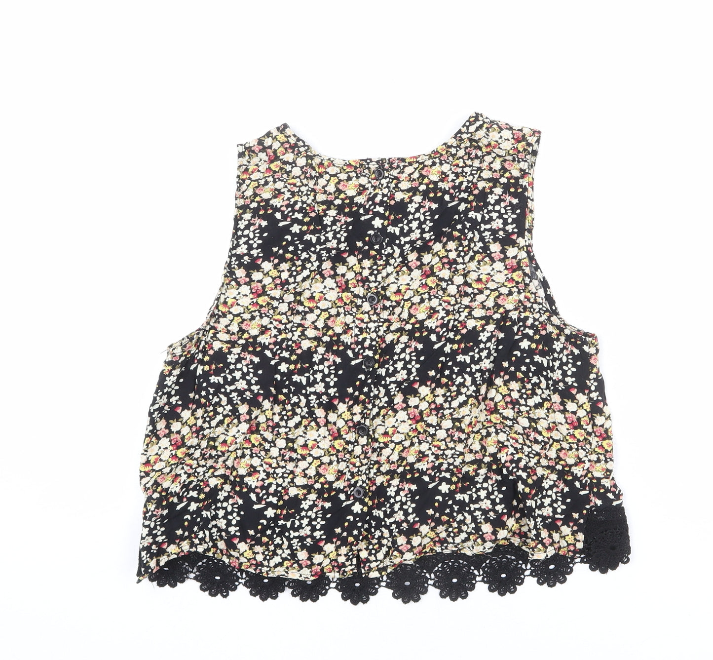 Brave Soul Womens Multicoloured Floral Viscose Basic Tank Size M Round Neck