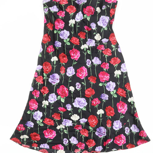 Fenn Wright Manson Womens Black Floral Silk A-Line Size 16 Off the Shoulder Pullover