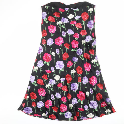 Fenn Wright Manson Womens Black Floral Silk A-Line Size 16 Off the Shoulder Pullover