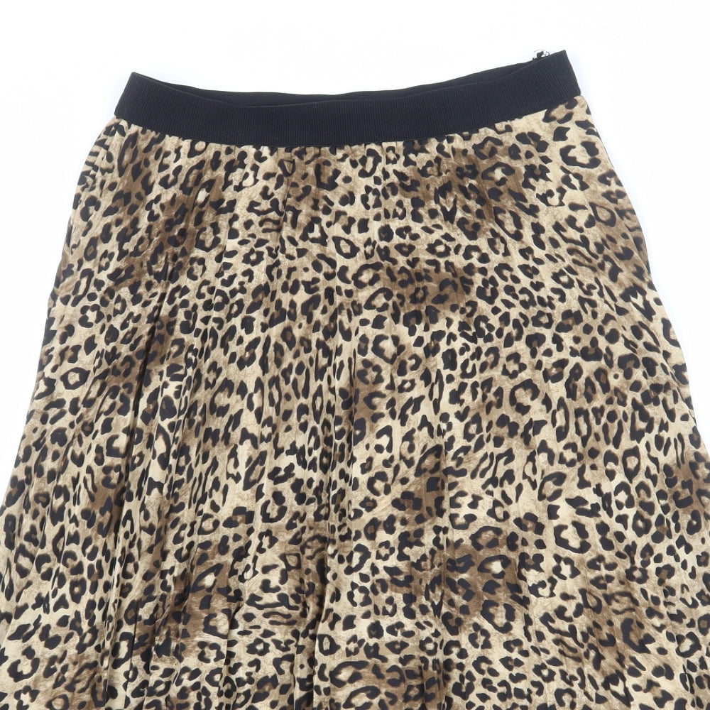H&M Womens Brown Animal Print Polyester Swing Skirt Size 10 - Leopard pattern