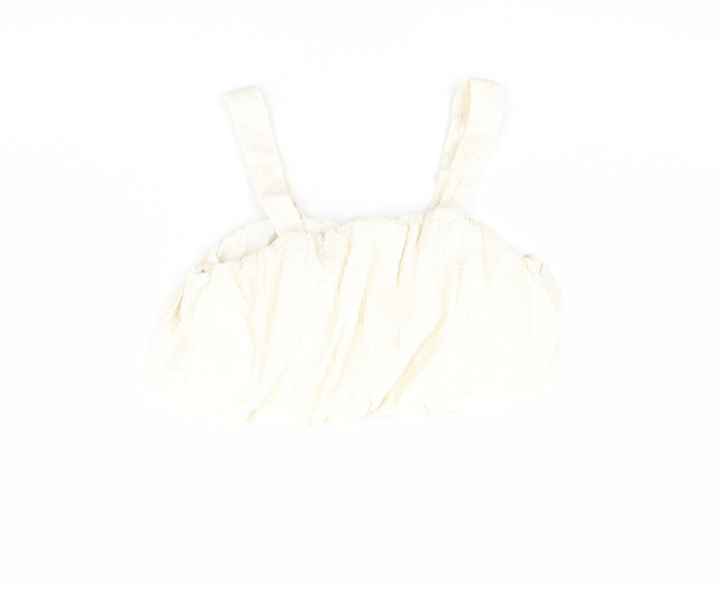 Zara Girls Ivory Polyester Cropped Blouse Size 10 Years Square Neck Pullover