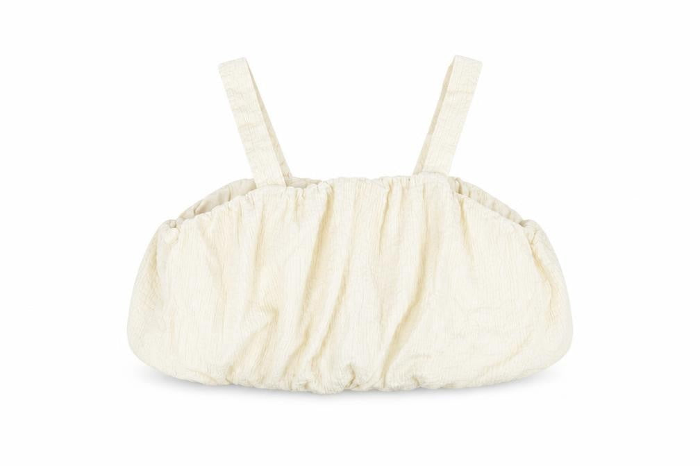 Front view of Zara girls’ ivory polyester cropped blouse, size 10, years square neck pullover