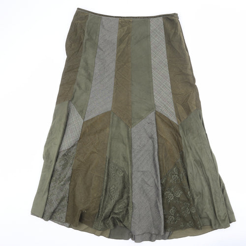 Per Una Womens Green Geometric Polyester Swing Skirt Size 14 Zip