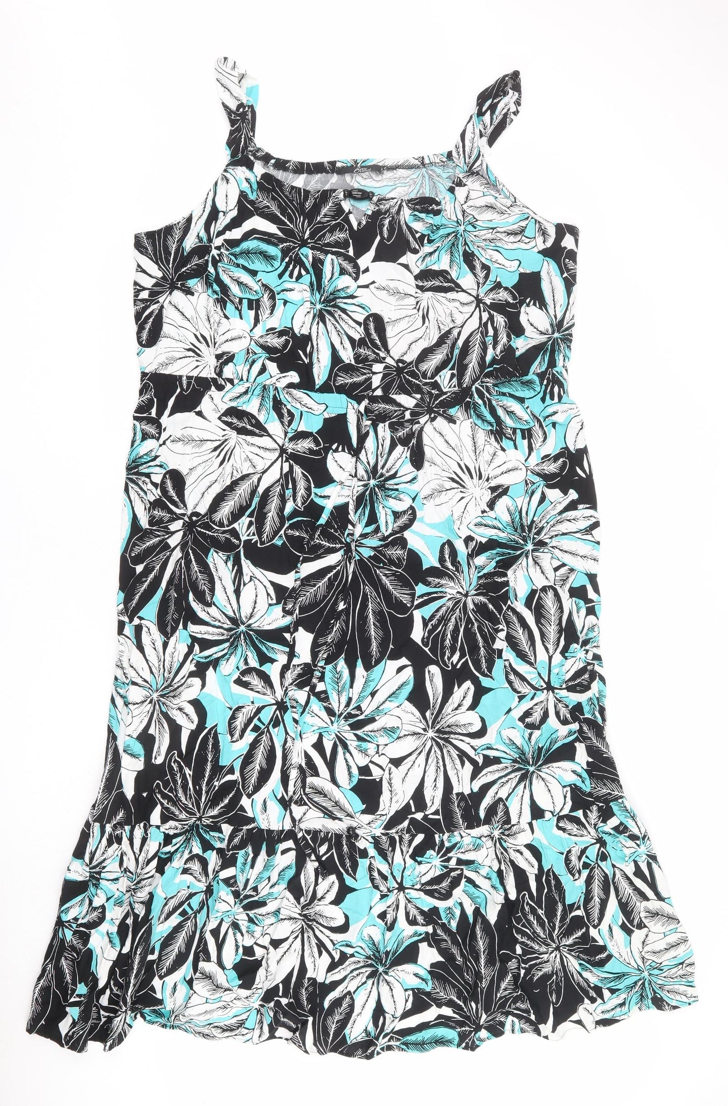 Bonmarché Womens Multicoloured Floral Viscose Tank Dress Size 24 Square Neck Pullover