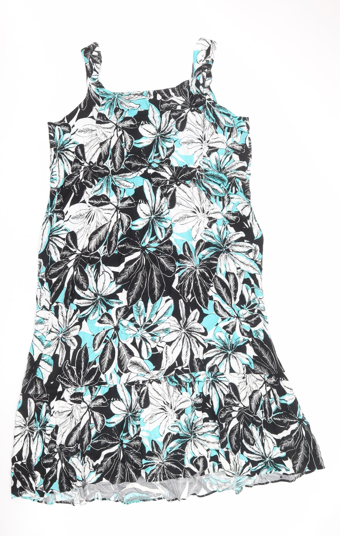 Bonmarché Womens Multicoloured Floral Viscose Tank Dress Size 24 Square Neck Pullover