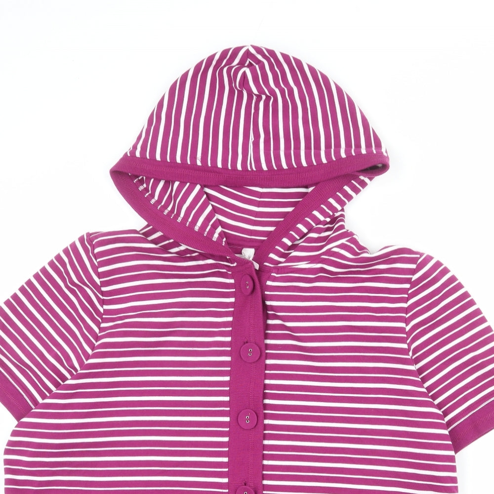 Bonmarché Womens Purple Striped Polyester Pullover Hoodie Size XL Button