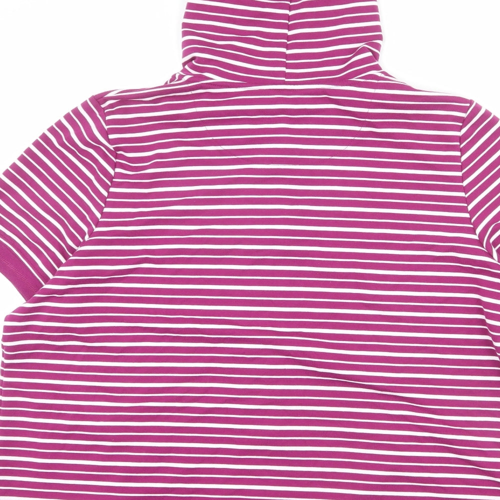 Bonmarché Womens Purple Striped Polyester Pullover Hoodie Size XL Button