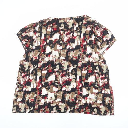 Marks and Spencer Womens Multicoloured Geometric Viscose Basic T-Shirt Size 24 Scoop Neck