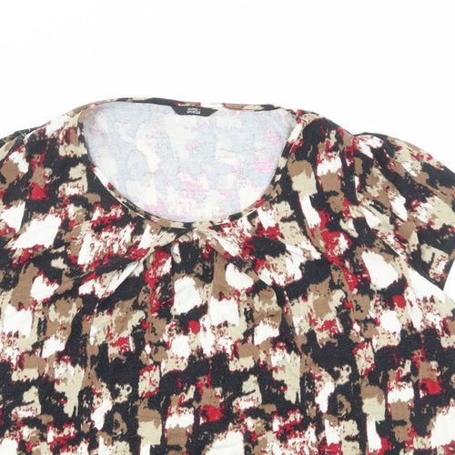 Marks and Spencer Womens Multicoloured Geometric Viscose Basic T-Shirt Size 24 Scoop Neck