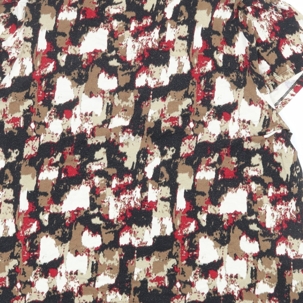 Marks and Spencer Womens Multicoloured Geometric Viscose Basic T-Shirt Size 24 Scoop Neck