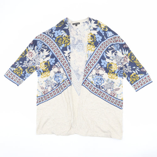 Warehouse Womens Multicoloured V-Neck Geometric 100% Cotton Cardigan Jumper Size M