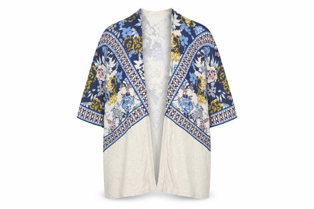 Warehouse Womens Multicoloured V-Neck Geometric 100% Cotton Cardigan Jumper Size M