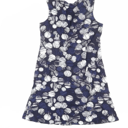 Precis Womens Blue Geometric Viscose A-Line Size M V-Neck Pullover
