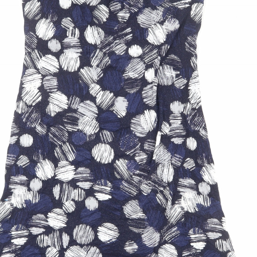 Precis Womens Blue Geometric Viscose A-Line Size M V-Neck Pullover