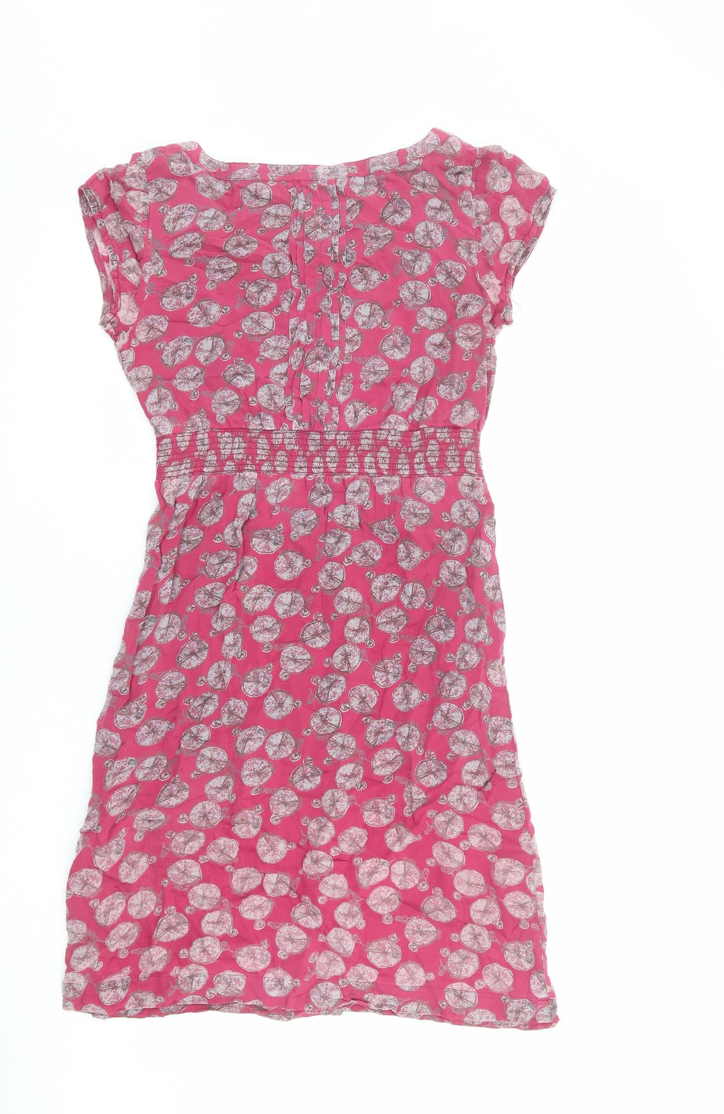 White Stuff Womens Pink Geometric Polyester A-Line Size 8 V-Neck Pullover