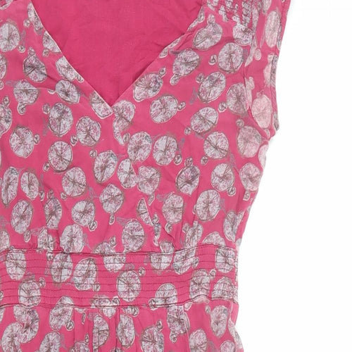 White Stuff Womens Pink Geometric Polyester A-Line Size 8 V-Neck Pullover