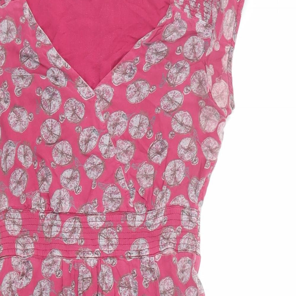 White Stuff Womens Pink Geometric Polyester A-Line Size 8 V-Neck Pullover