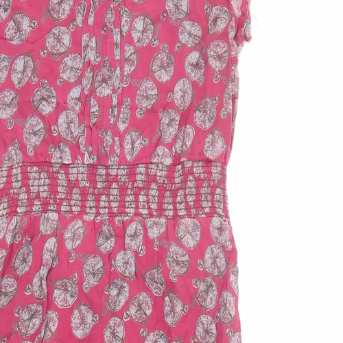 White Stuff Womens Pink Geometric Polyester A-Line Size 8 V-Neck Pullover