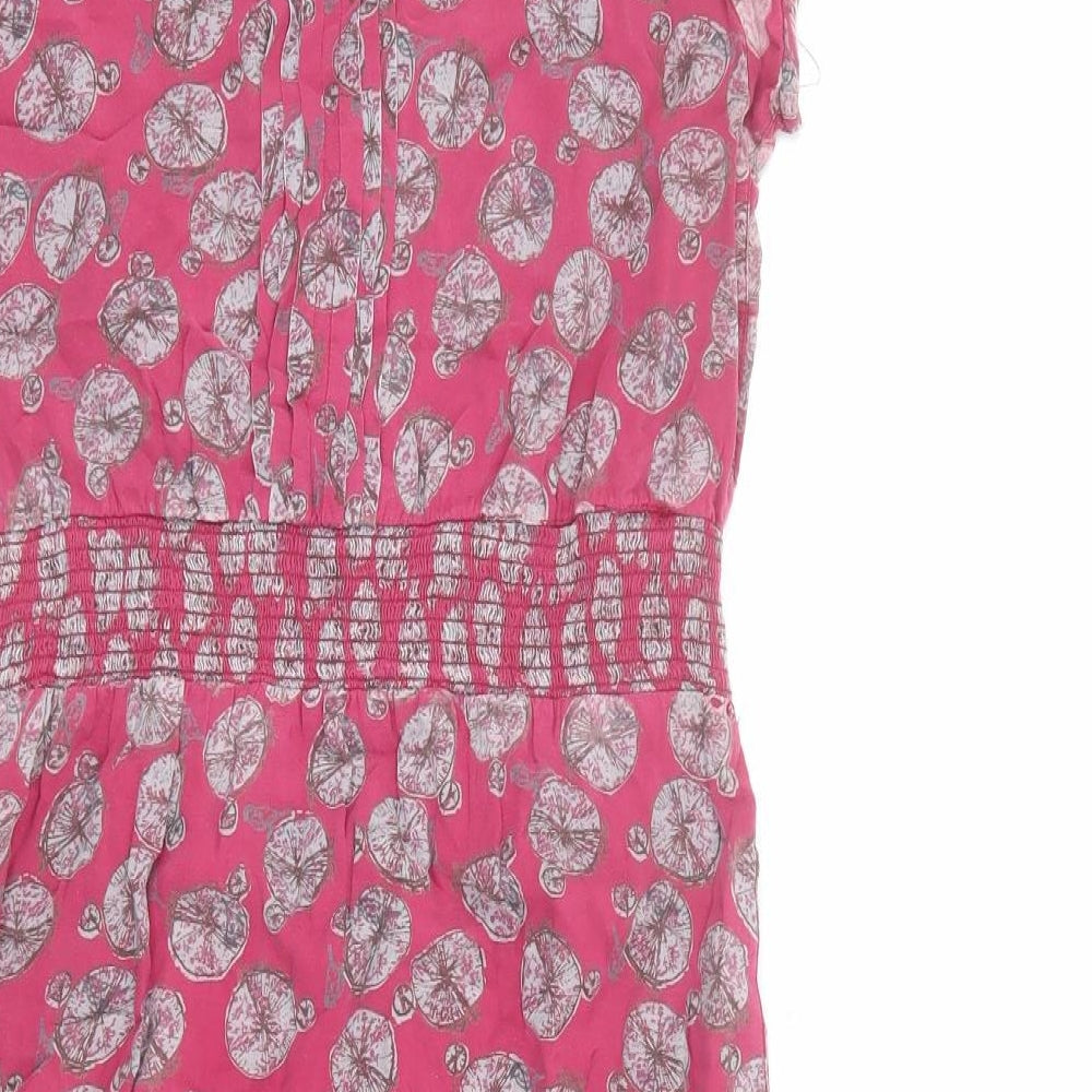 White Stuff Womens Pink Geometric Polyester A-Line Size 8 V-Neck Pullover