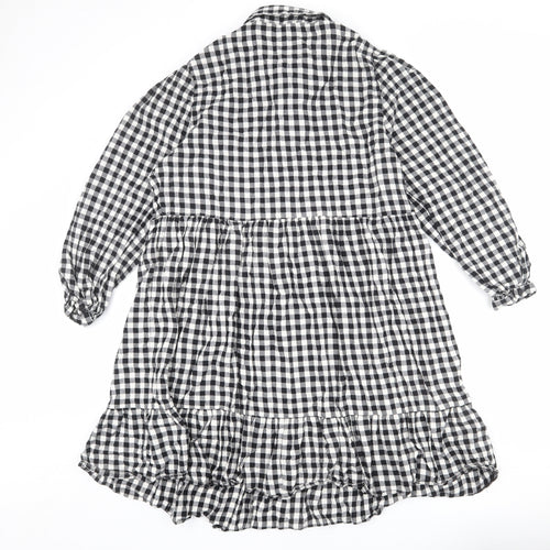 New Look Womens Multicoloured Plaid 100% Cotton Shirt Dress Size 18 Collared Button