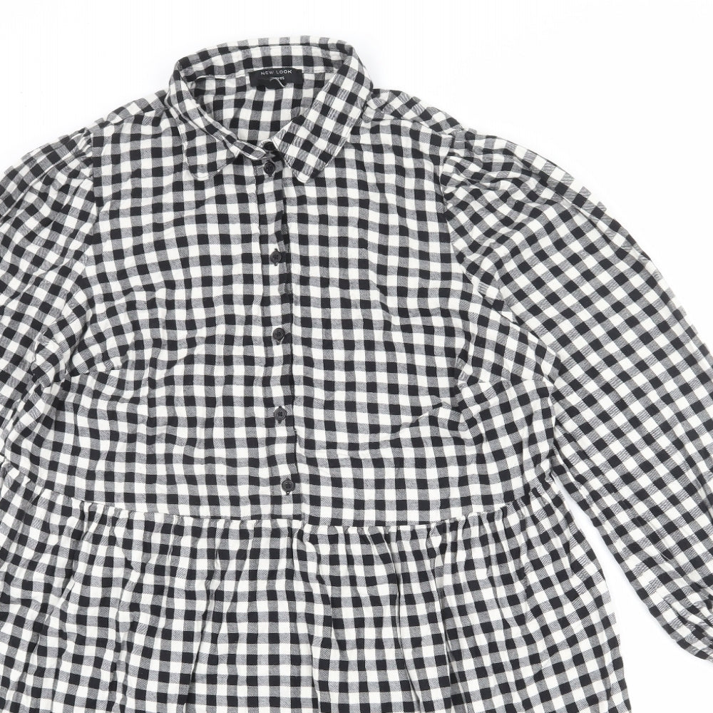 New Look Womens Multicoloured Plaid 100% Cotton Shirt Dress Size 18 Collared Button