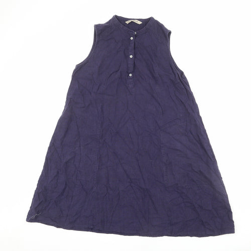 Arienti Womens Blue Polyester A-Line Size 12 V-Neck Button